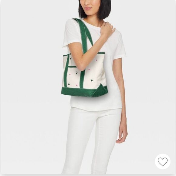 Universal Thread Floral Embroidered Canvas Tote Bag - Picture 4 of 16